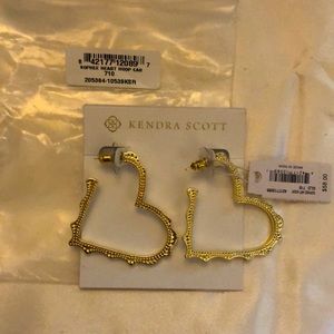 Kendra Scott Sophee Gold Tone Open Frame Heart Hoop Earrings NWT